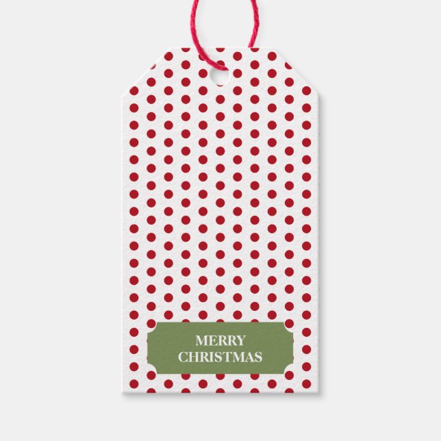 Christmas Red Polka Dots Gift Tags (Front)