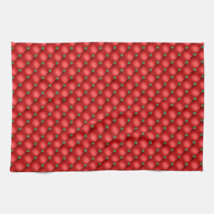 Christmas Red Puffy Quilted Tea Towel