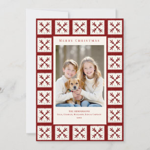 Christmas Red Quilt Family Photos Year in Review Holiday Card