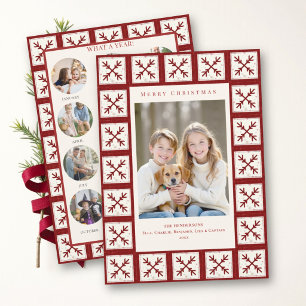 Christmas Red Quilt Family Photos Year in Review Holiday Card