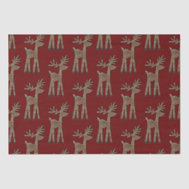 Christmas Red Reindeer Tissue Paper (Front)