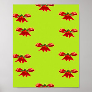 Christmas red ribbon on bright green poster