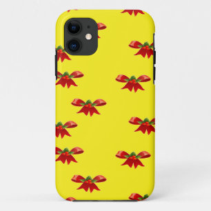 Christmas red ribbon on yellow Case-Mate iPhone case