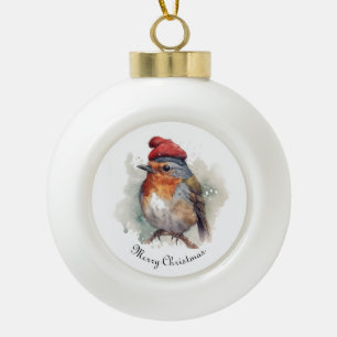 Christmas Red Robin, customisable Ceramic Ball Christmas Ornament