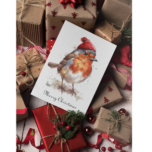 Christmas Red Robin, customisable Holiday Card