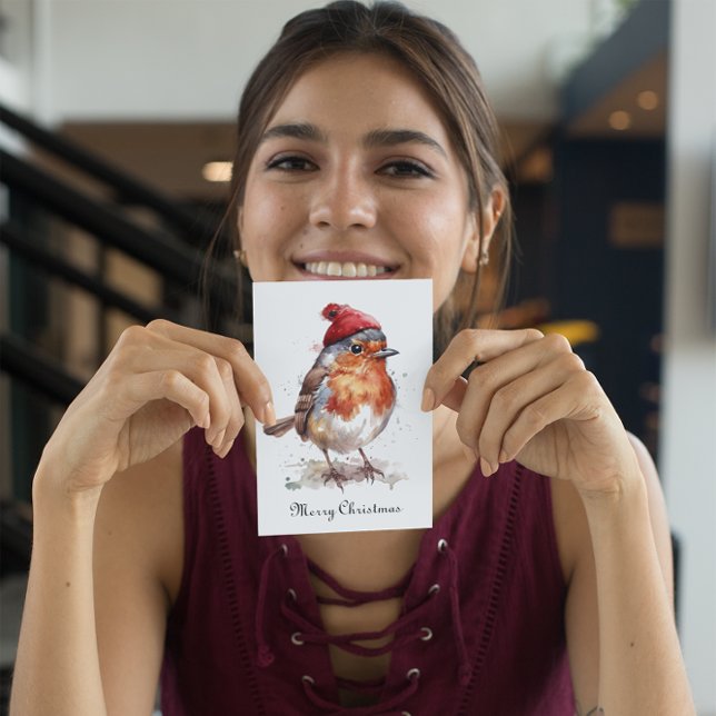 Christmas Red Robin customisable Holiday Card (Creator Uploaded)