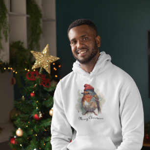 Christmas Red Robin, customisable Hoodie