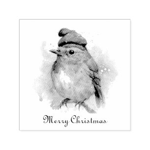 Christmas Red Robin, customisable Self-inking Stamp