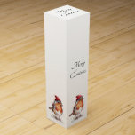 Christmas Red Robin, customisable Wine Box<br><div class="desc">watercolor painting of a red robin with a red winter hat in christmas style</div>