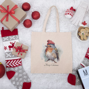 Christmas Red Robin Tote Bag