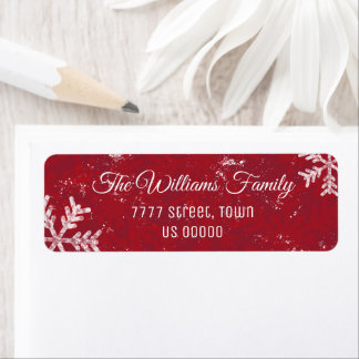 Christmas Red Rustic Snowflake Personalised adress