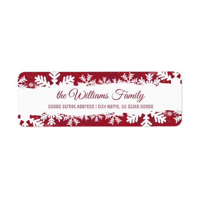 Christmas Red Rustic Snowflake Return Adress (Front)