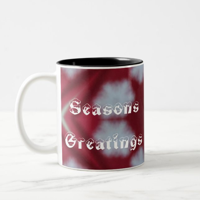 Christmas Red Seasons Greatings coffee cup mug (Left)