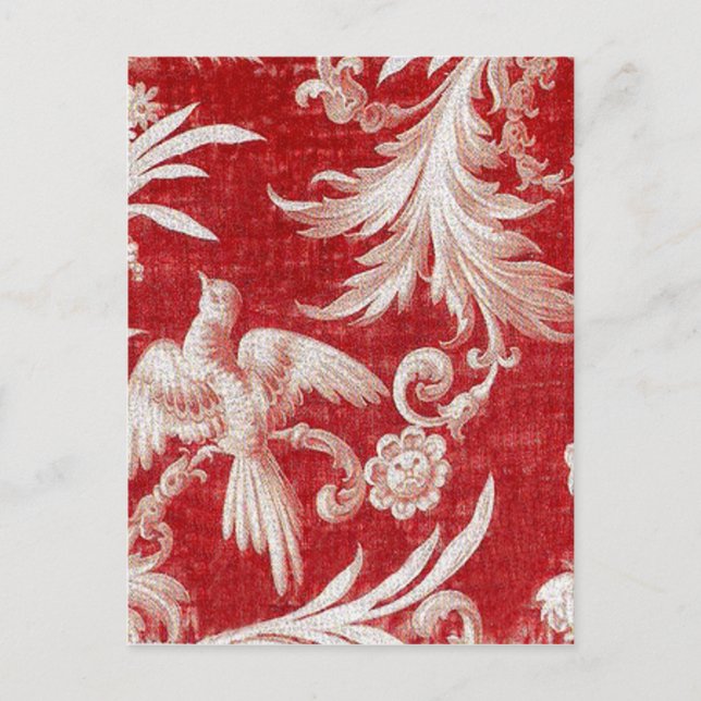 Christmas Red Shabby Toile Holiday Postcard (Front)