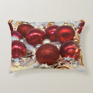 Christmas Red & Silver Decor Balls Decorative Cushion