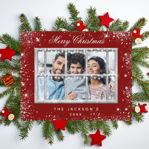 Christmas red silver photo window budget flyer