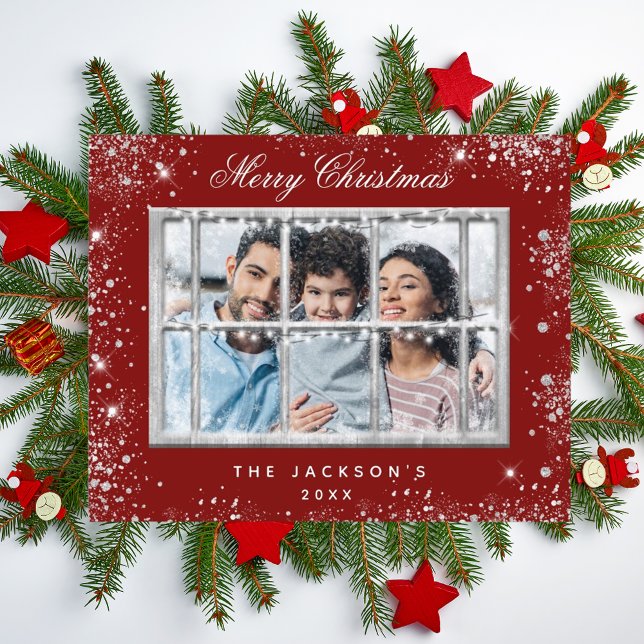 Christmas red silver photo window budget flyer (Creator Uploaded)