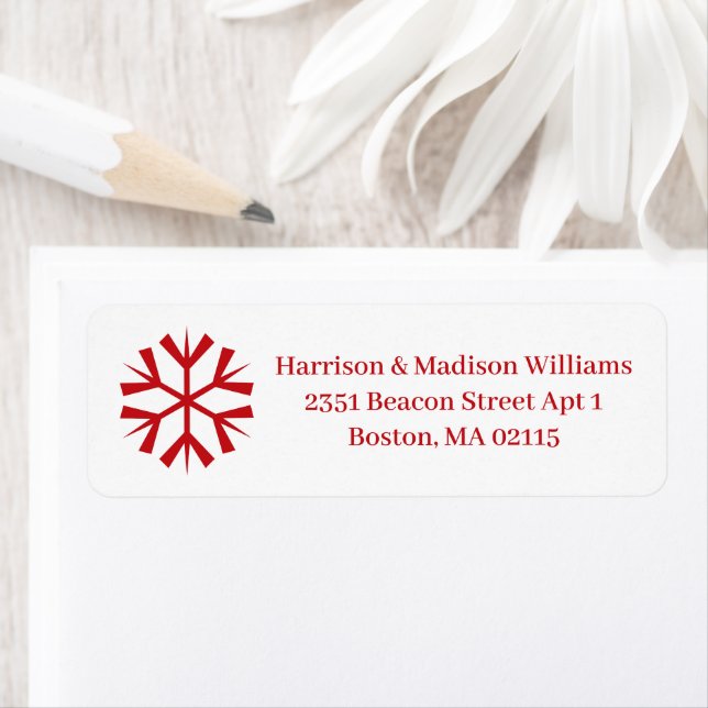 Christmas red snowflake custom Return Address (Insitu)