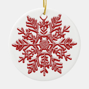 Christmas Red Snowflake Elegant Ceramic Tree Decoration