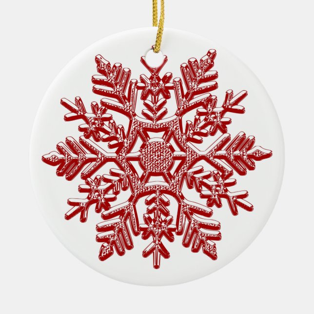 Christmas Red Snowflake Elegant Ceramic Tree Decoration (Front)
