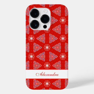 Christmas Red Snowflake Pattern Personalised Case-Mate iPhone 14 Pro Case