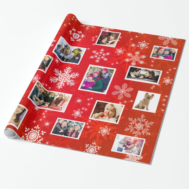 Christmas Red Snowflakes 15 Favourite Family Wrapping Paper (Unrolled)