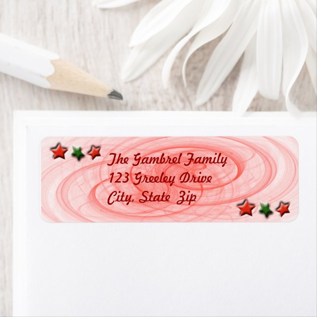 Christmas Red Spirals and Stars Personalised (Insitu)