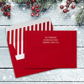 Christmas Red Striped Coordinating 5x7 Envelope