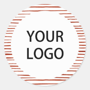 Christmas Red Stripes Logo Classic Round Sticker