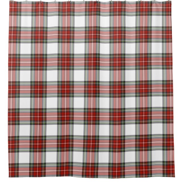 Christmas Red Tartan Check Plaid Shower Curtain (Front)