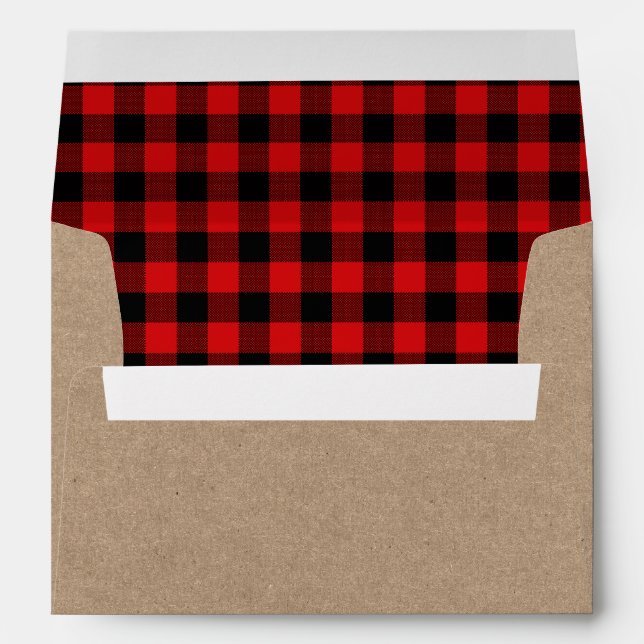 Christmas Red Tartan Kraft Envelope (Back (Bottom))