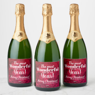 Christmas Red to Black Watercolor Sparkling Wine L Label