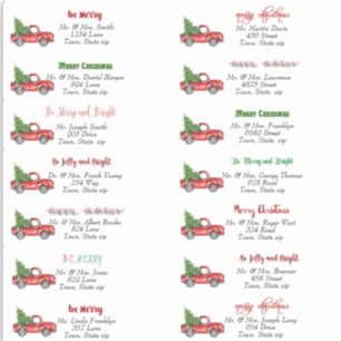 Christmas Red Truck Address Labels  Sticker