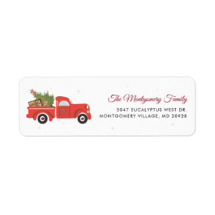 Christmas Red Truck and Tree Script Return Address