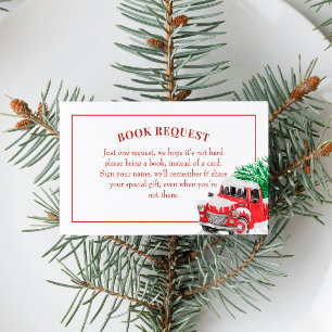 Christmas Red Truck Baby Shower Book Request Business Card