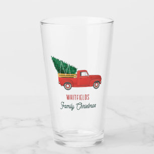 Christmas Red Truck Family Holiday Custom Glass