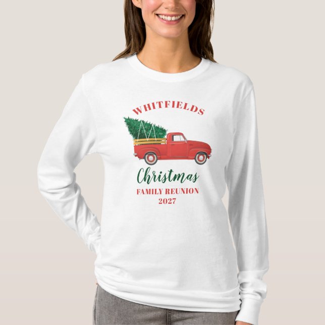 Christmas Red Truck Family Reunion Custom Matching T-Shirt (Front)