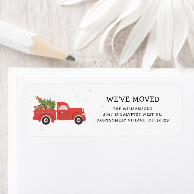Christmas Red Truck Moving Notice Return Address (Insitu)