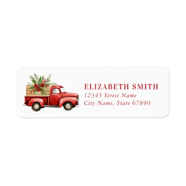 Christmas Red Truck Return Address Labels (Front)