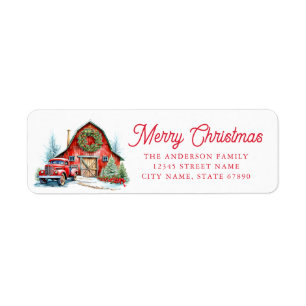 Christmas Red Truck Return Address Labels