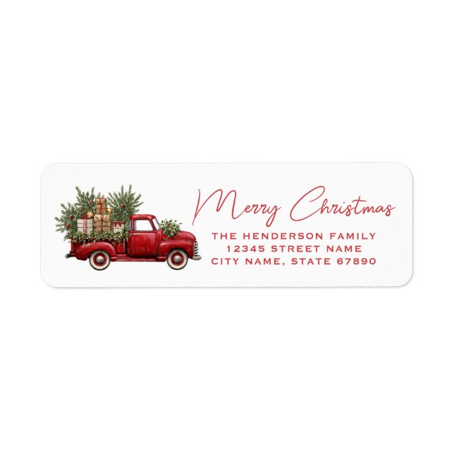 Christmas Red Truck Return Address Labels (Front)