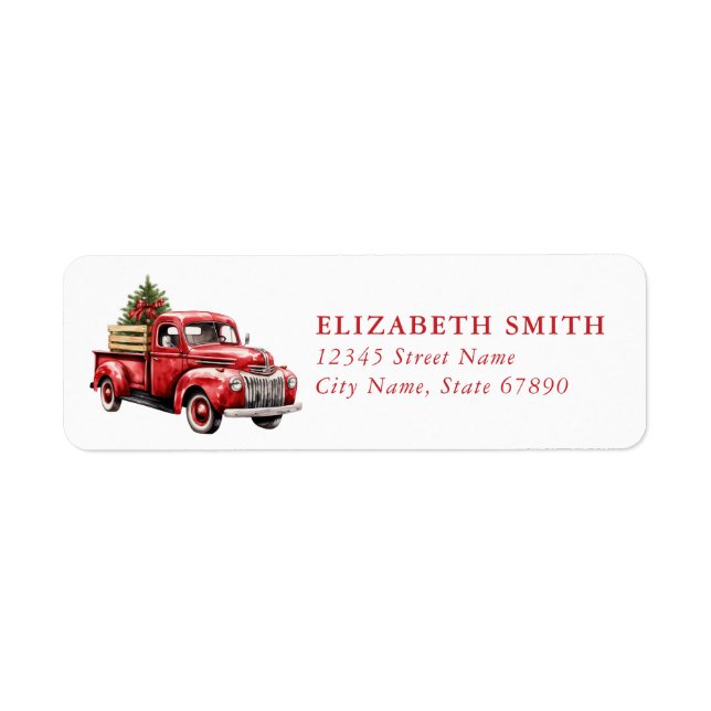 Christmas Red Truck Return Address Labels (Front)
