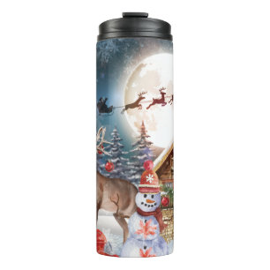 Christmas Red Truck Santa Rustic Winter Holidays Thermal Tumbler