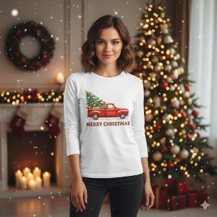 Christmas Red Truck Tree Transport T-Shirt