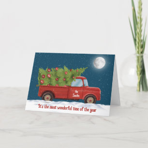 Christmas Red Truck with Tree Holiday Card