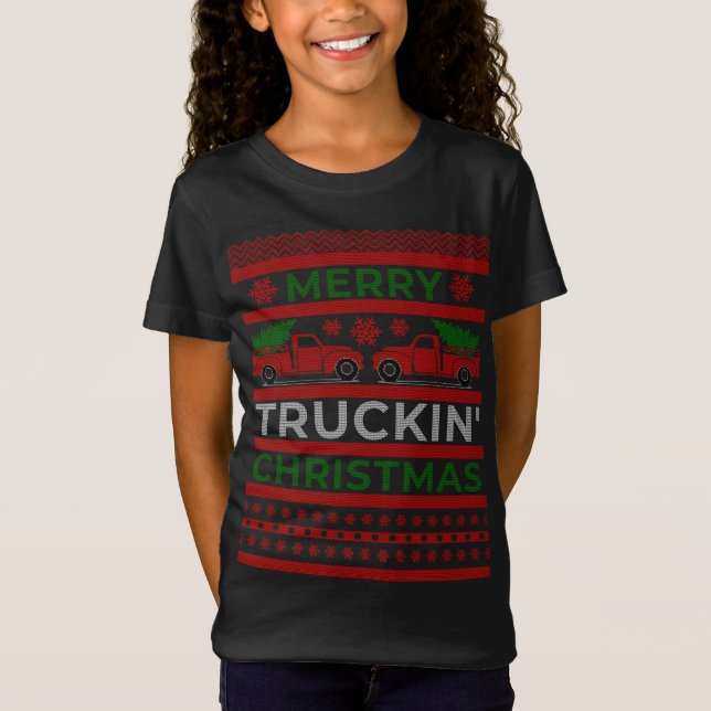 Christmas Red Truck with Xmas Tree - Ugly Sweater  (Front)