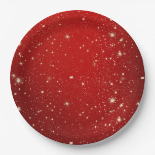 Christmas Red Twinkle Paper Plate