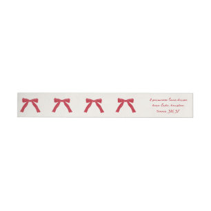 christmas red vintage berry bows on cream holiday wrap around label