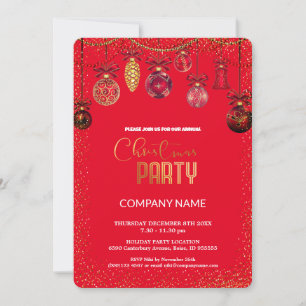 Christmas Red Vintage ornament diamonds Invitation