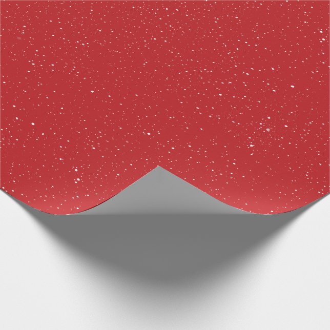 Christmas Red w/ White Snow Wrapping Paper (Corner)